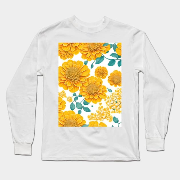 Yellow Marigolds Light Fantasy Long Sleeve T-Shirt by PatternToSuccess